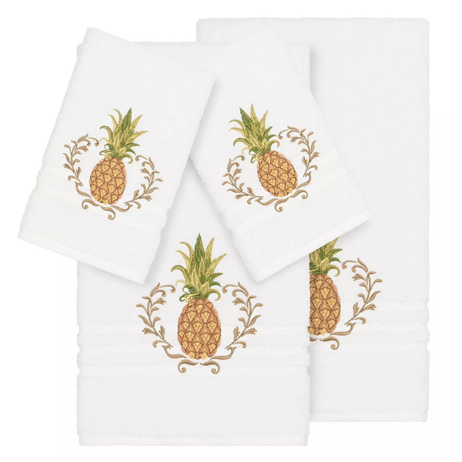 

Linum Home Textiles Набор полотенец из турецкого хлопка с украшением из 4 предметов, белый