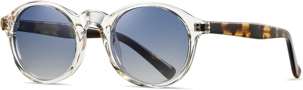 

Солнцезащитные очки в круглой оправе, защита от УФ-излучения UV400, ретро-стиль, ацетатные дужки, поляризованные линзы TR90, очки для вождения, унисекс weiyuchen, Clear Pattern Blue