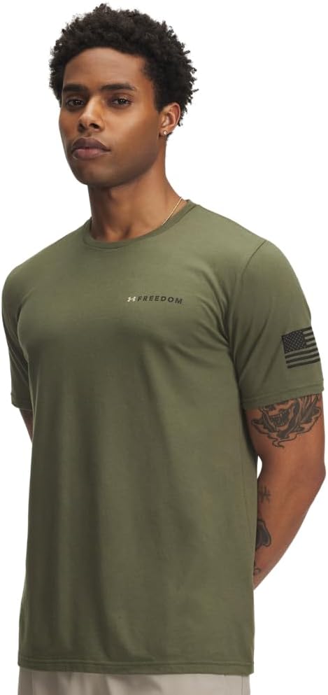 

Мужская футболка с коротким рукавом с надписью «Freedom Banner» от Under Armour, (390) Marine Od Green/Black, Черный, Мужская футболка с коротким рукавом с надписью «Freedom Banner» от Under Armour, (390) Marine Od Green/Black