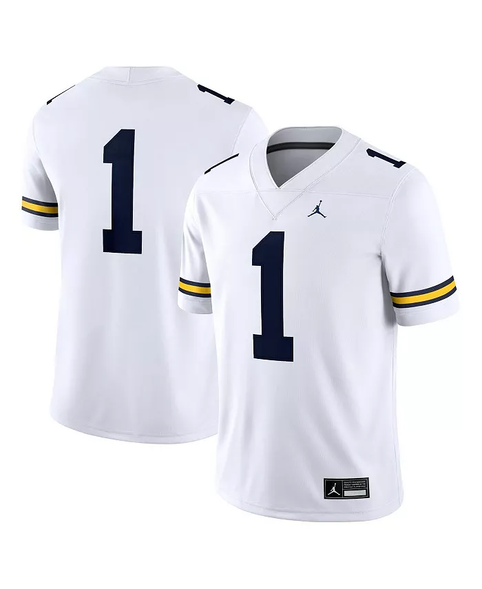 

Мужская игровая футболка Michigan Wolverines 1 Jordan, белый