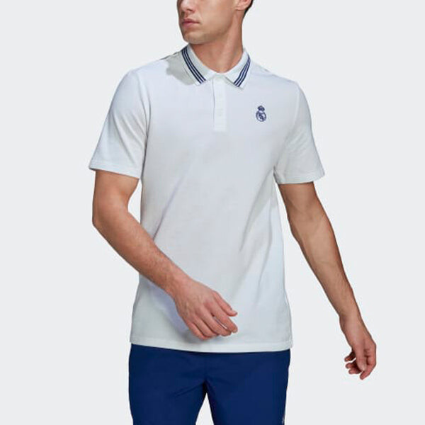 Футболка adidas real Madrid Solid Color Stripe Casual Short Sleeve Polo Shirt White, мультиколор — фото 2
