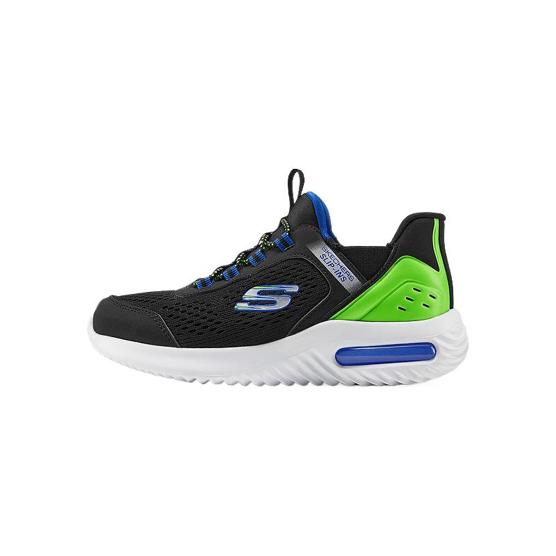 

Skechers Kids Нескользящие износостойкие детские кроссовки средней высоты, цвет черный, синий, лимонный