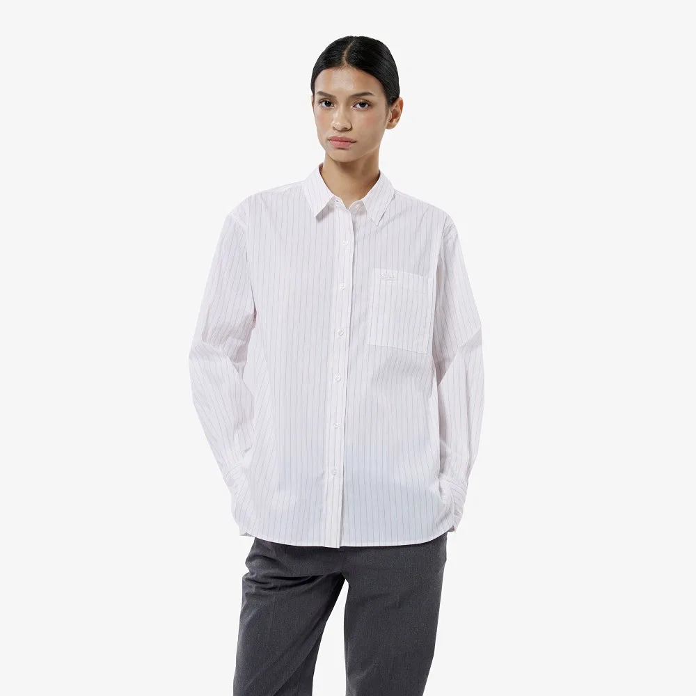 Рубашка Lacoste в полоску молочно-белая