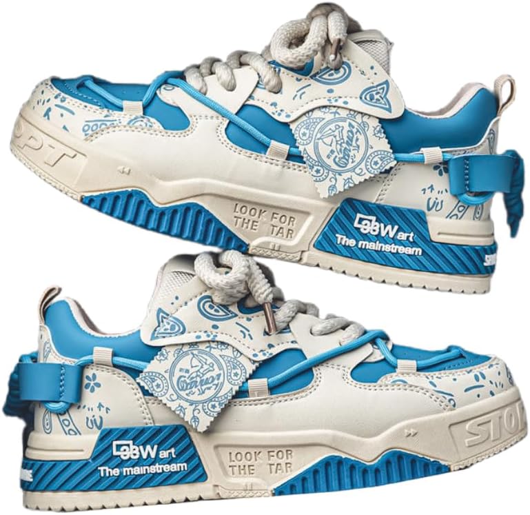 

Мужские модные кроссовки уличного стиля с контрастной расцветкой, удобные, противоскользящие, на шнуровке, для повседневной носки и активного отдыха на улице Hhhchpm, синий/бежевый