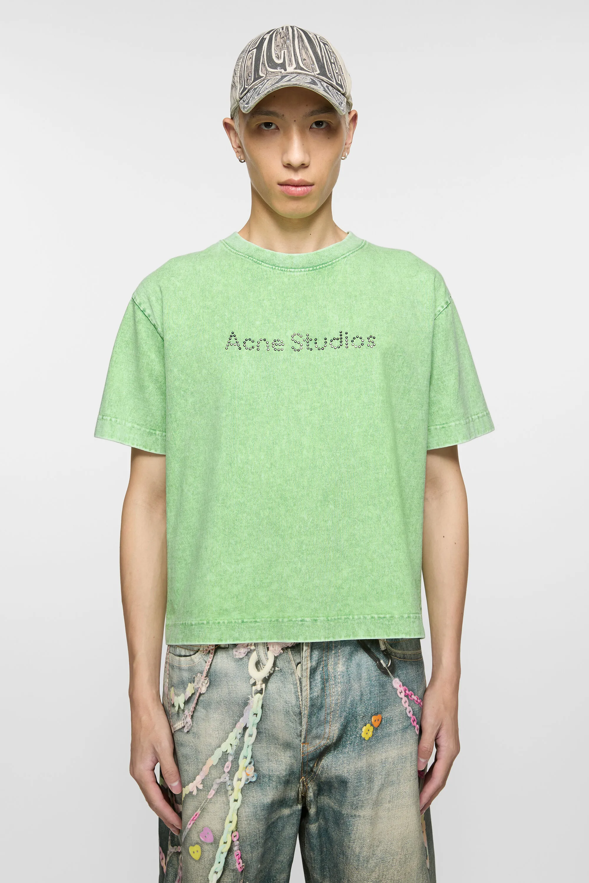 

Футболка с логотипом - Свободный крой Acne Studios, ярко-зеленый