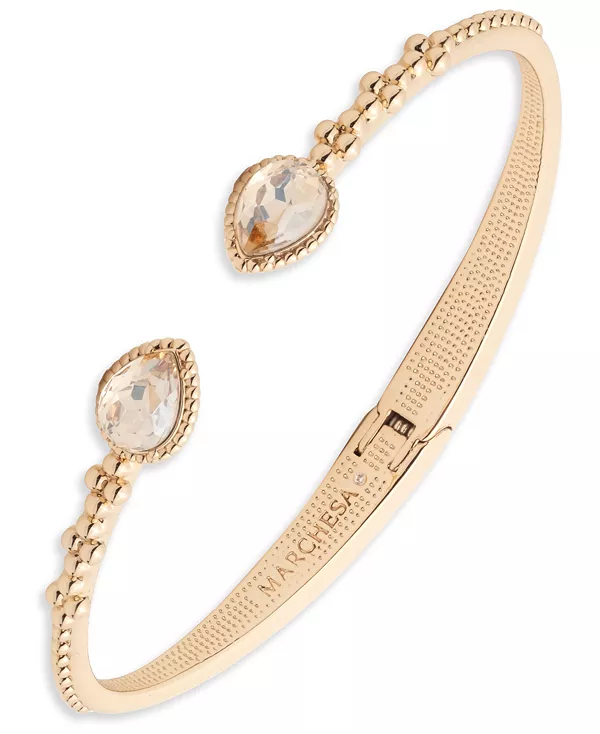 

Браслет-Манжета с открытыми краями из золотистого стекла и камня Marchesa, gold