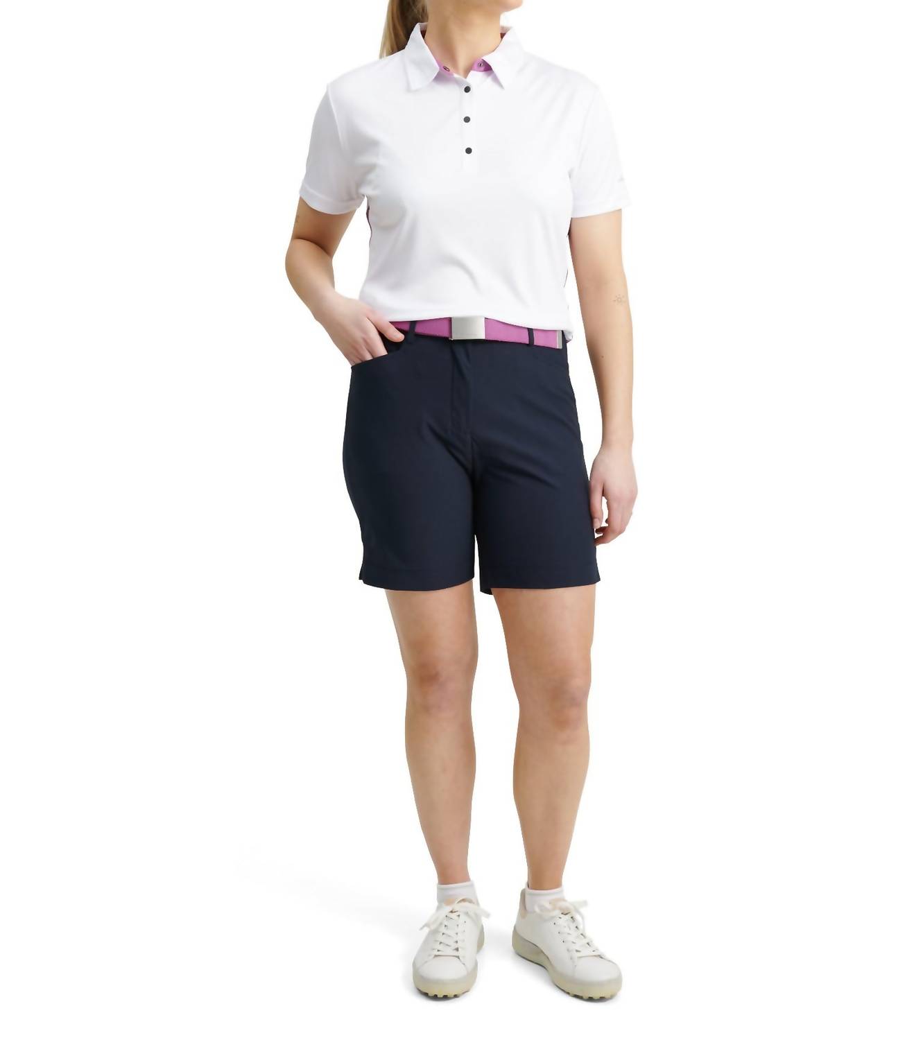 

Женское поло Cherry Stripe в цвете White Iris Abacus Sportswear US