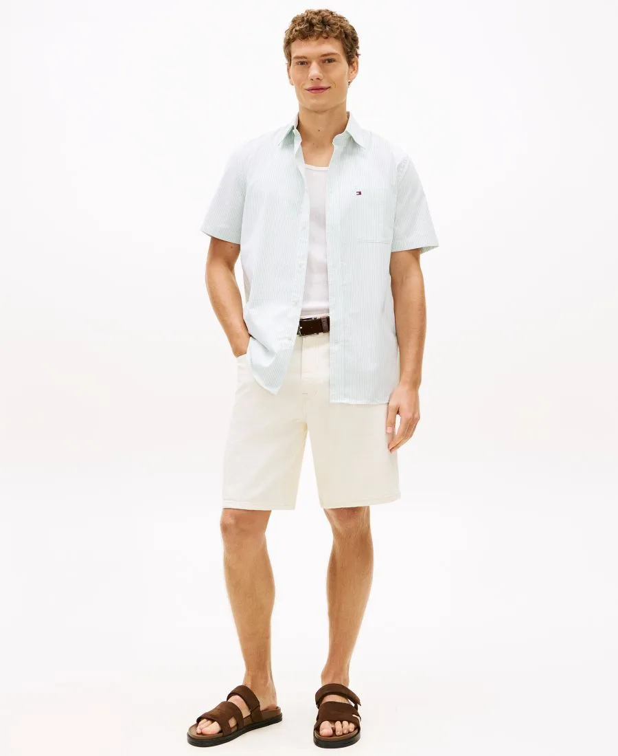 Мужская полосатая рубашка Оксфорд с коротким рукавом Tommy Hilfiger, Crushed Mint / Stripe — фото 2