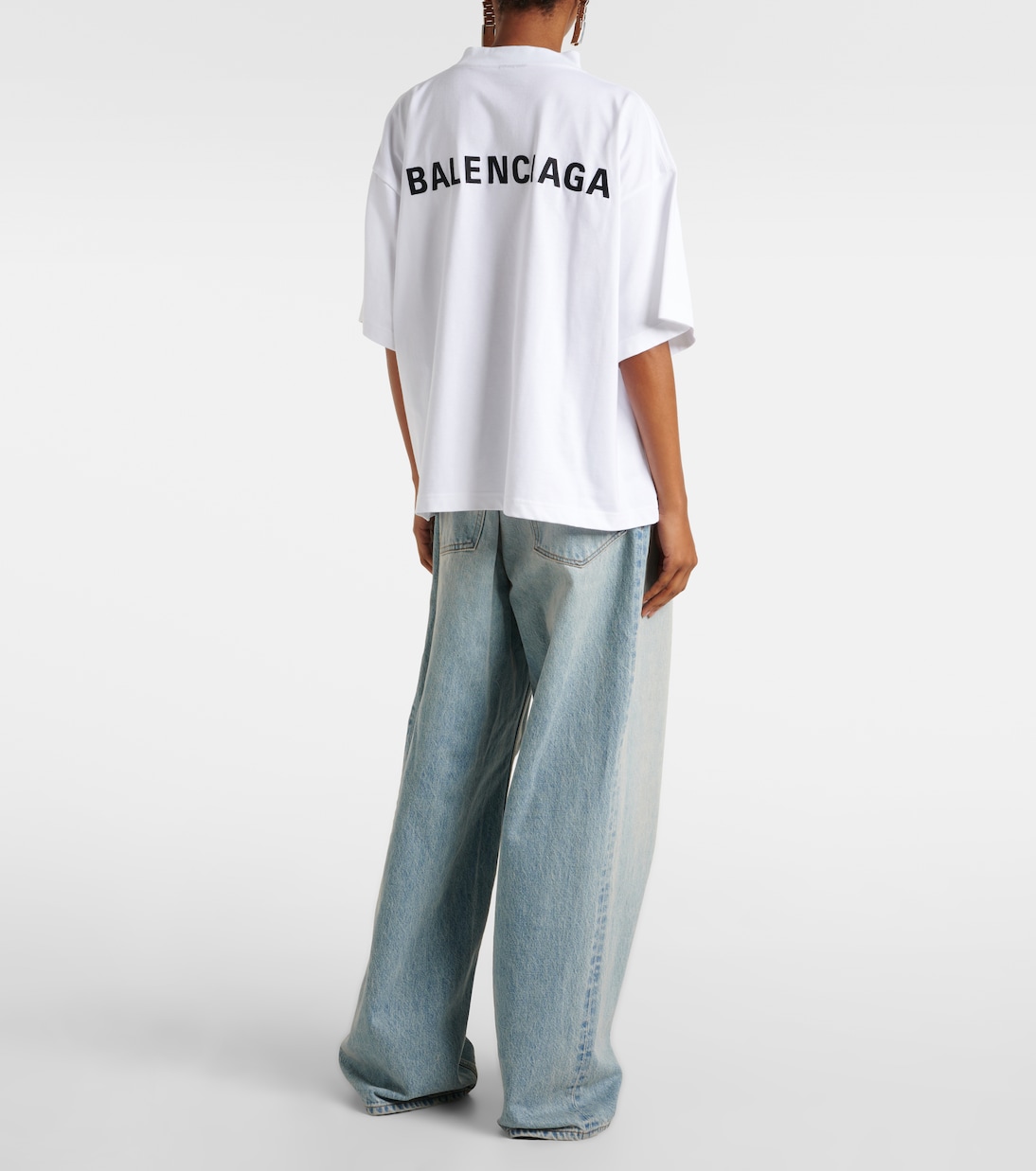 Футболка из хлопкового джерси с принтом Balenciaga, White/Black — фото 3