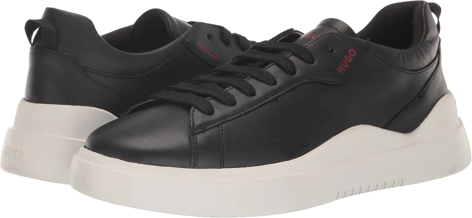 Кроссовки Hugo Mens Cupsole из кожи на шнуровке, черный — фото 2