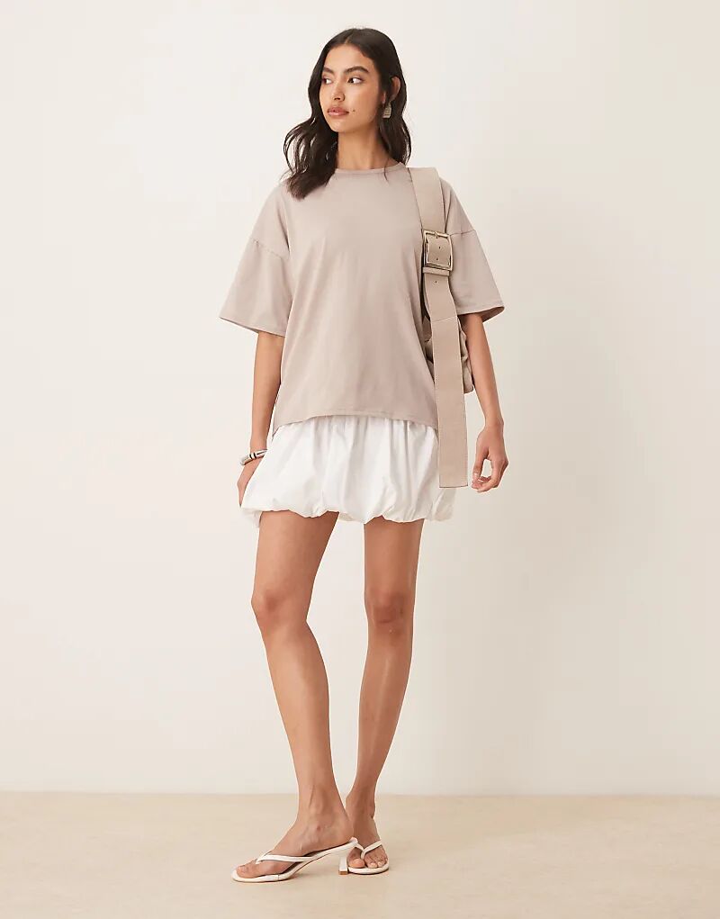 

Платье-футболка 2-в-1 ASOS DESIGN с подолом-фонариком цвета мокко