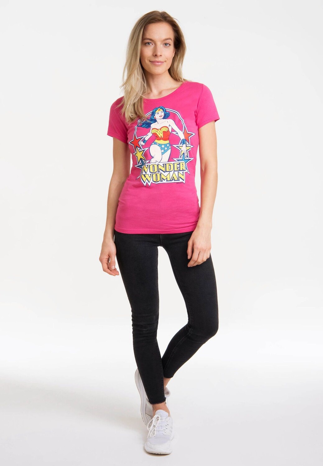 Новая футболка для девочек DC - Чудо-женщина - Звезды LOGOSHIRT, розовый — фото 2