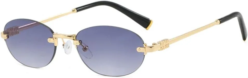 

Модные солнцезащитные очки овальной формы без оправы с защитой от УФ-излучения UV400, идеально подходящие для ношения во время путешествий KTUCN, Double Gray