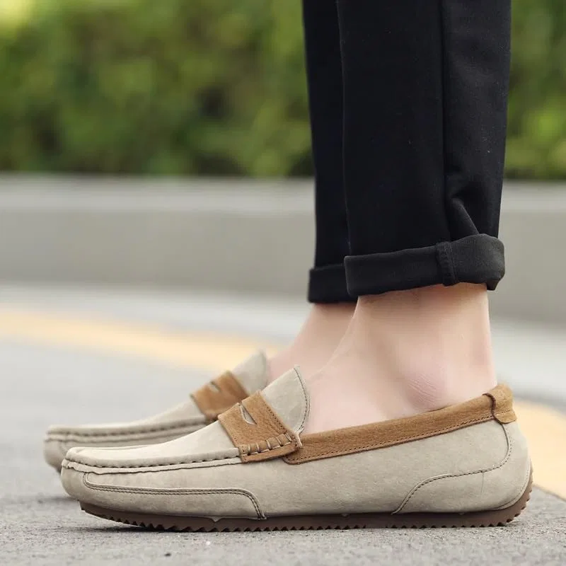 Лоферы из искусственной кожи и замши мужские, Khaki SayfuR — фото 4