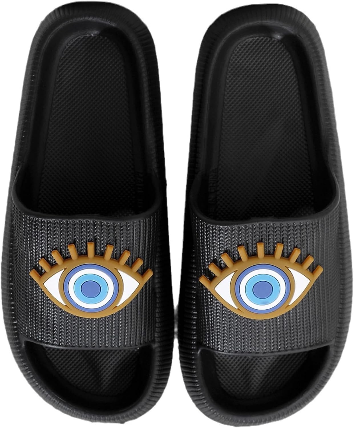 

LNERIP Evil Eye Cloud Тапочки для женщин и мужчин, подушечки-сланцы, легкие и мягкие, шлепанцы для ванной, сада, на платформе, супер массажные домашние шлепанцы для дома и улицы, Eye Black