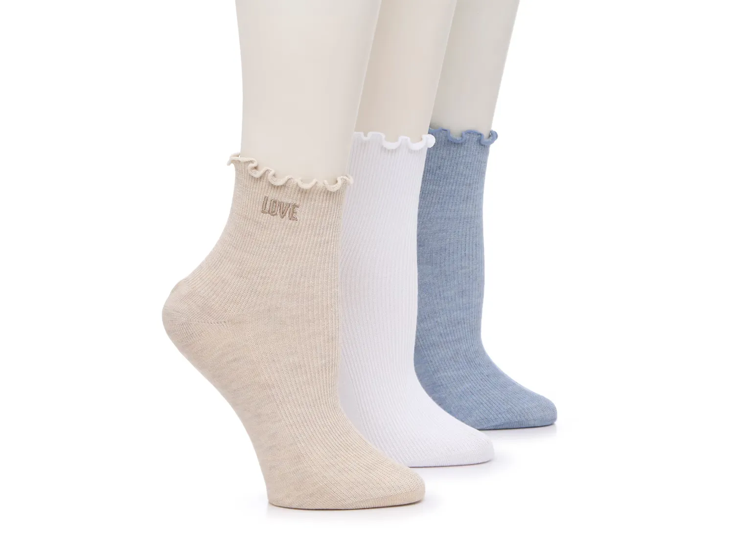 

Носки Love Ruffle Women's Crew Socks - 3 Pack Steve Madden, синий/белый/бежевый