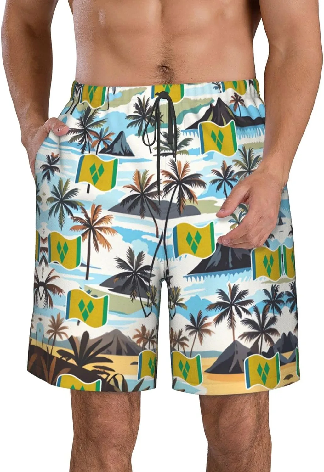 Мужские плавки-шорты Sierra Leone Sierra Leonean Board Shorts Swim Trunks Generic, Saint Vincent And The Grenadines Flag