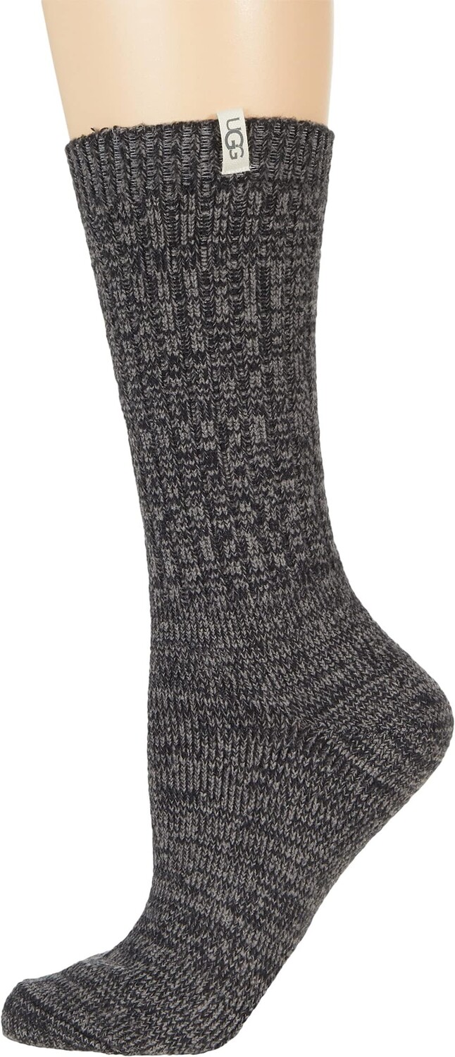 

Носки с напуском круглой вязки в рубчик UGG, серый/черный