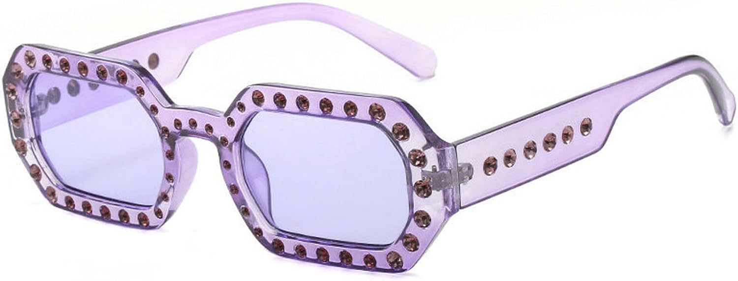 

COTIA Модные солнцезащитные очки в форме многоугольника и квадрата с кристаллами для женщин, маленькие прямоугольные солнцезащитные очки для мужчин с кристаллами, Purple