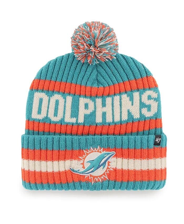 

Мужская вязаная шапка Aqua Miami Dolphins Bering с манжетами и помпоном '47 Brand