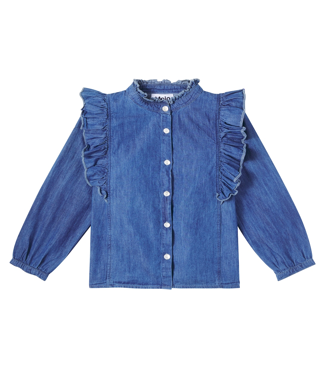 

Рафаэлла рюшевая джинсовая рубашка Molo, Washed Blue