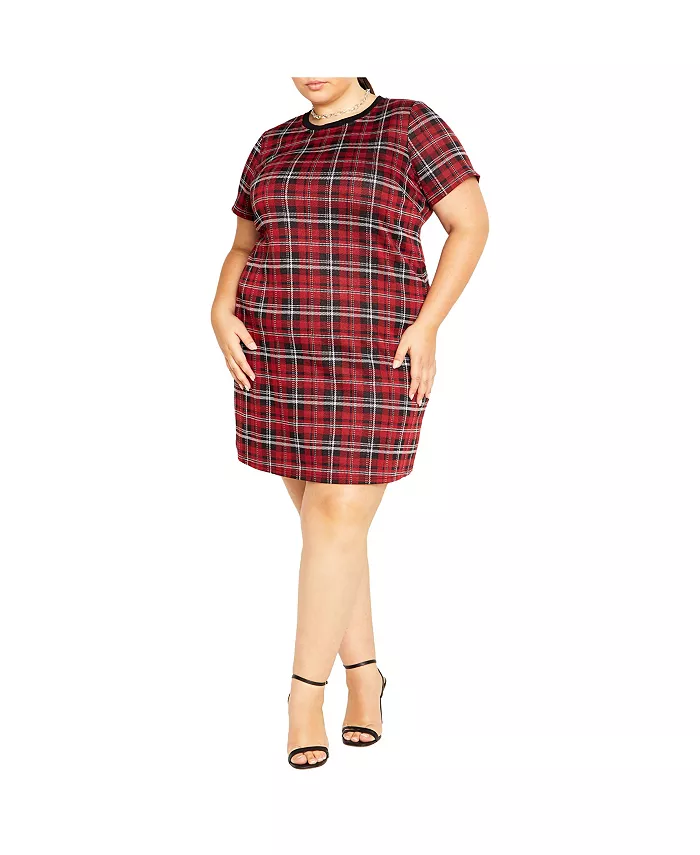 

Мини-платье Love Shift размера плюс в клетку CITY CHIC, красный