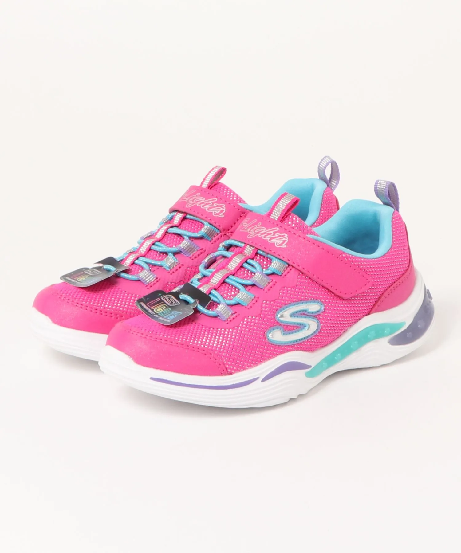 Детские кроссовки SKECHERS S Lights с подсветкой розовые