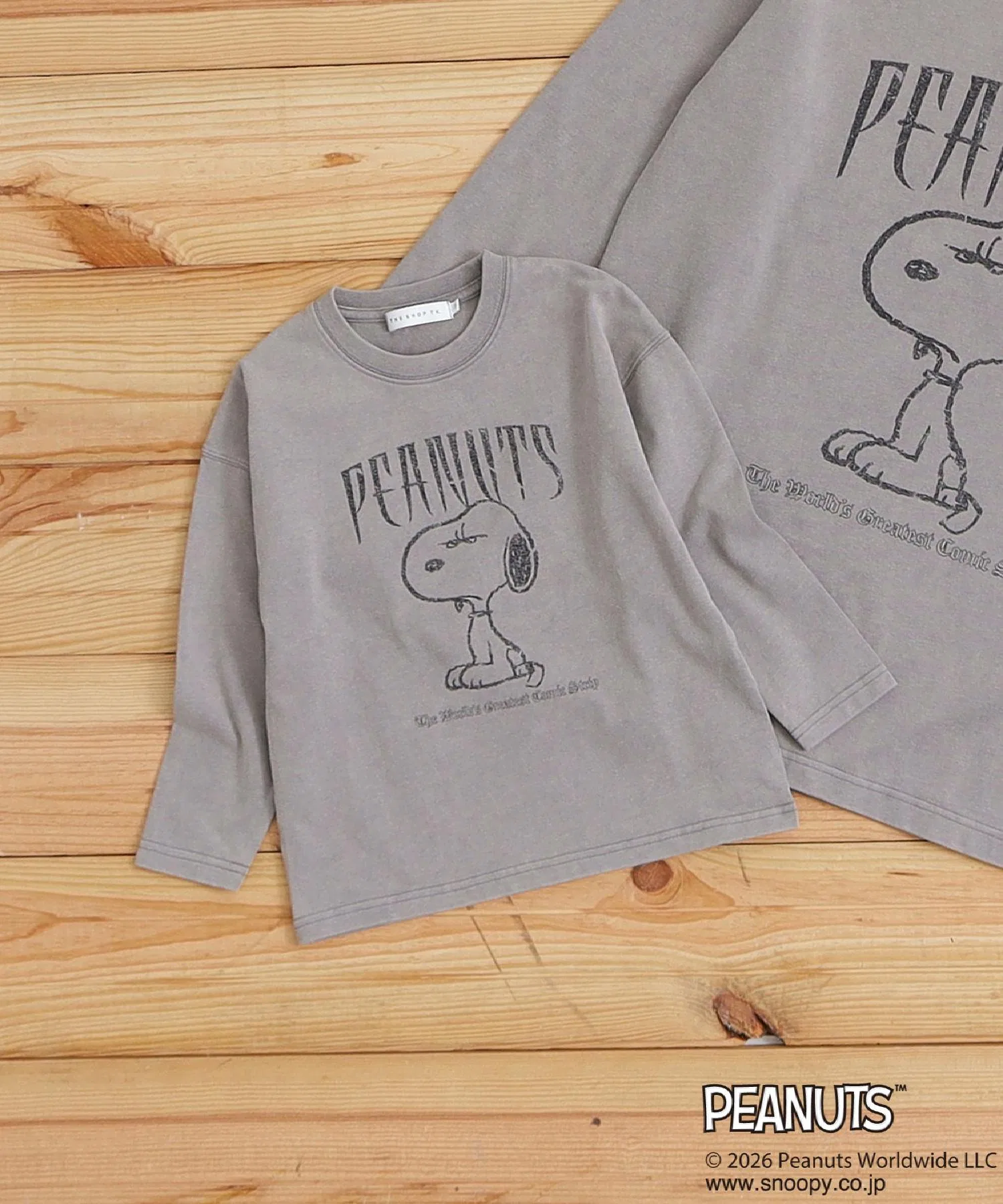 Детская футболка с длинным рукавом THE SHOP TK Снупи винтаж серая