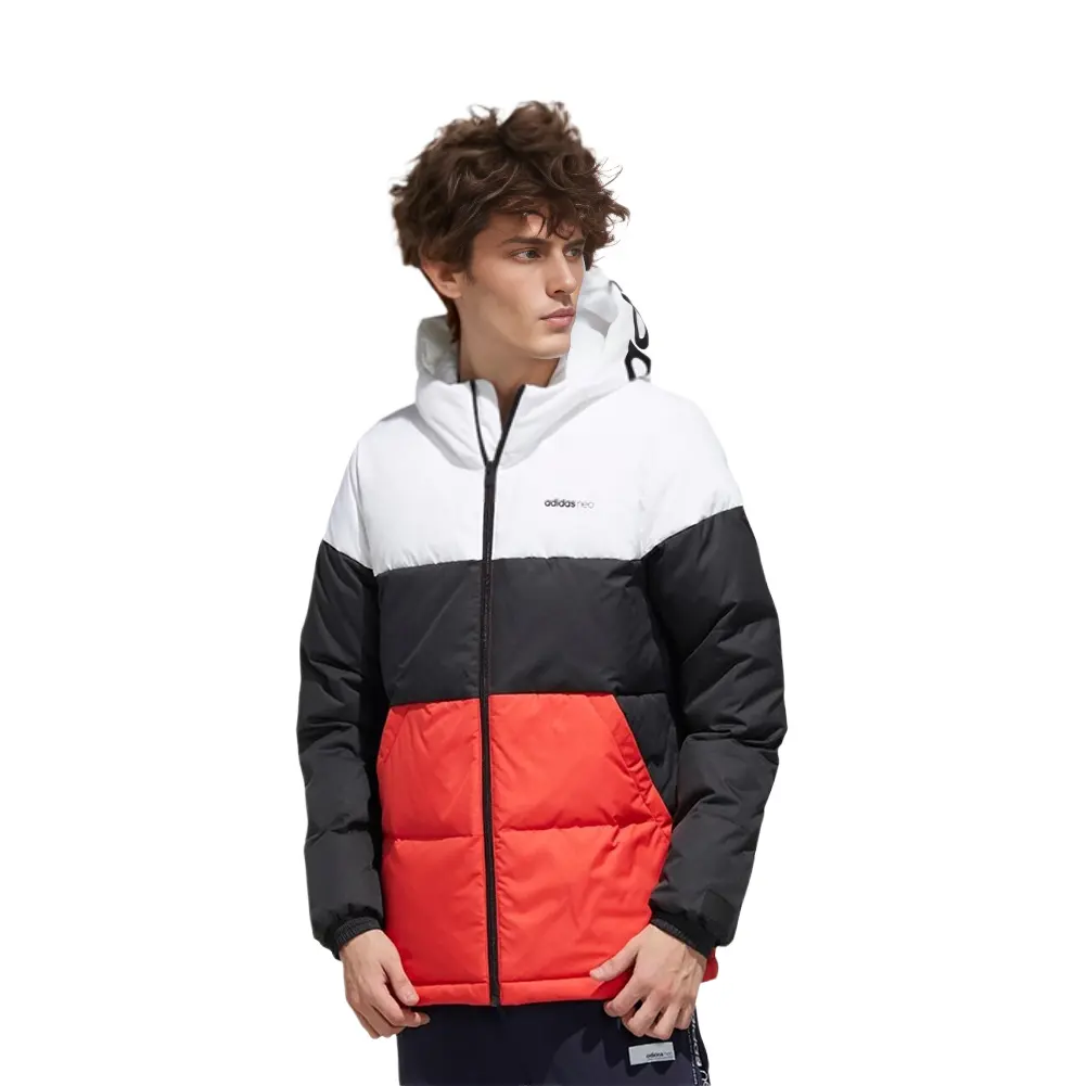 Пуховик зимний мужской черный белый красный разноцветный Adidas Neo — фото 4