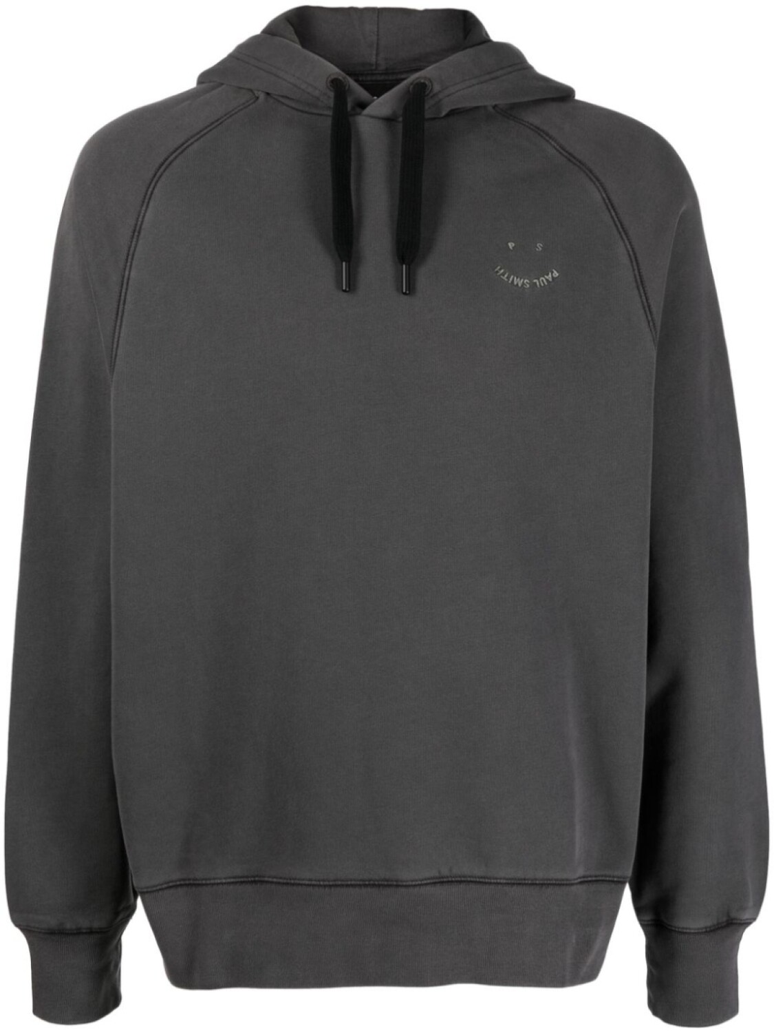 

PS Paul Smith logo-embroidered organic cotton hoodie, серый