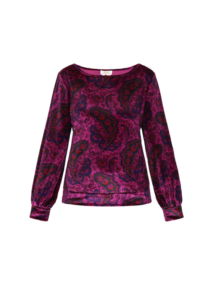 

Женская блузка фиолетового цвета с разноцветными вставками usha FESTIVAL