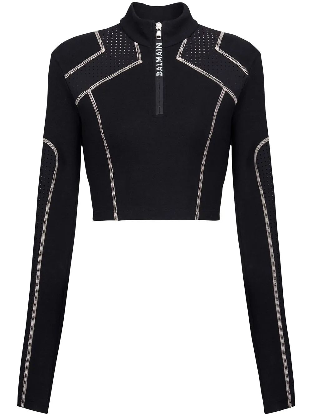 

Укороченный топ с логотипом BALMAIN, черный