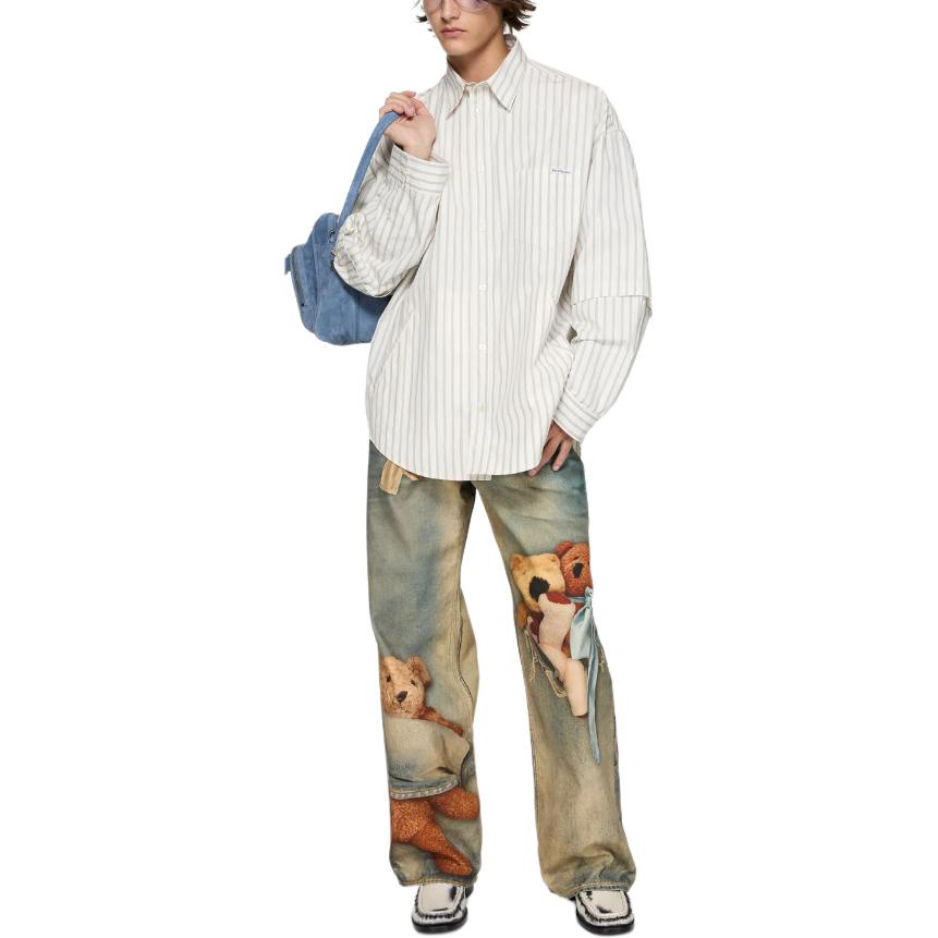 Мужская рубашка с двойным рукавом и пуговицами, коллекция SS26 Acne Studios, белый — фото 4
