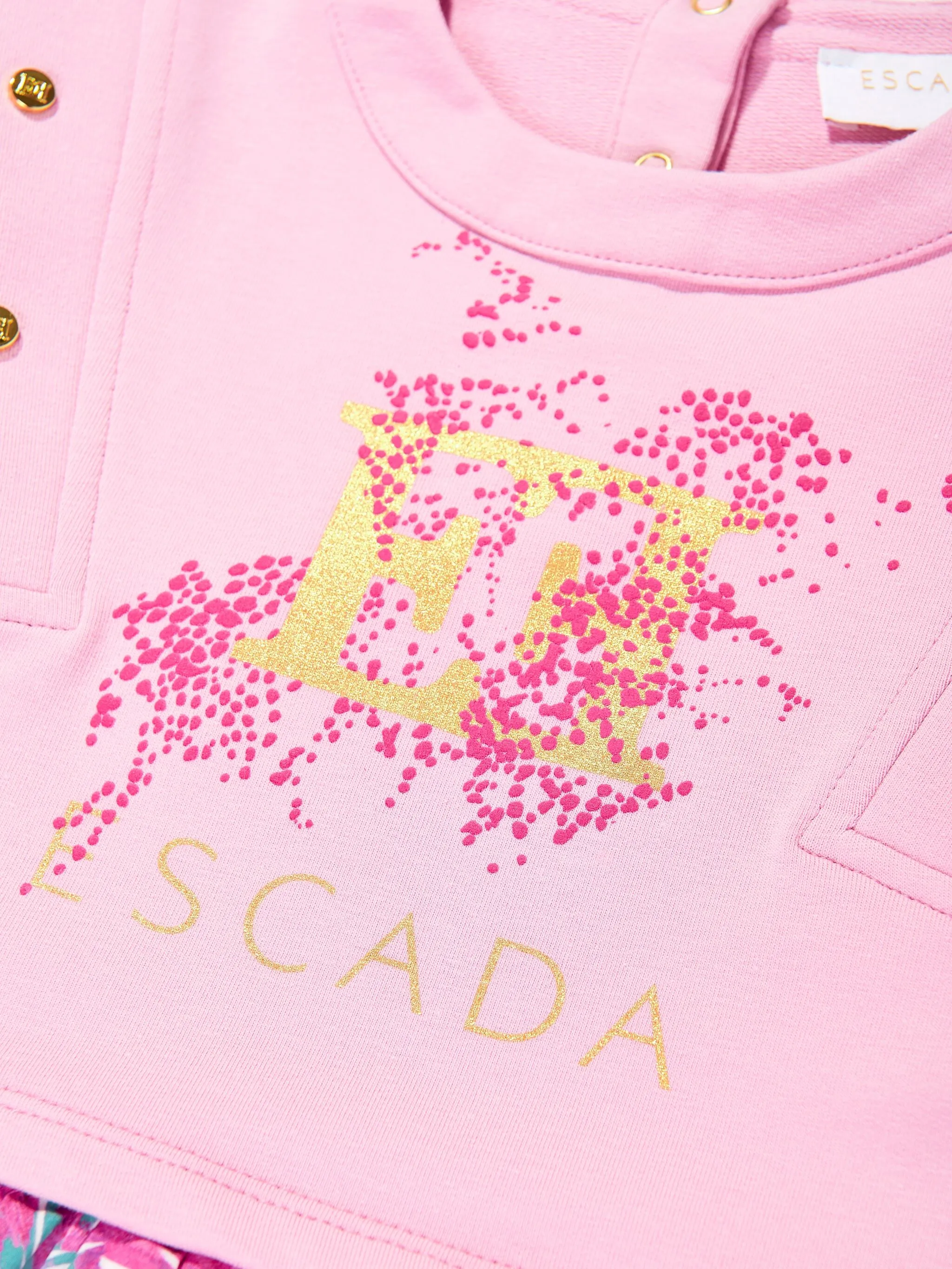 Платье с цветочным принтом и логотипом Escada Kids, розовый — фото 4