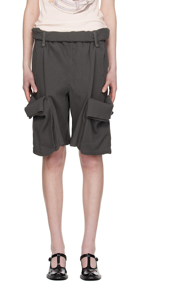 

Open Yy Серые спортивные шорты-карго с подвернутым поясом