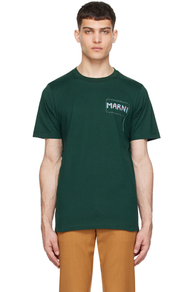 

Футболка с зеленой нашивкой Marni