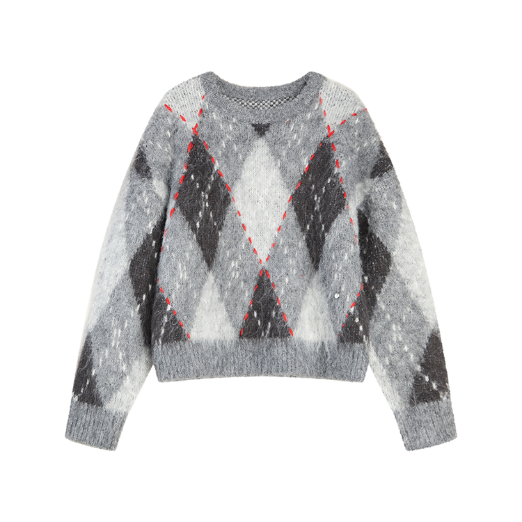 

ELLE Трикотажный свитер Women's Medium Gray с круглым вырезом