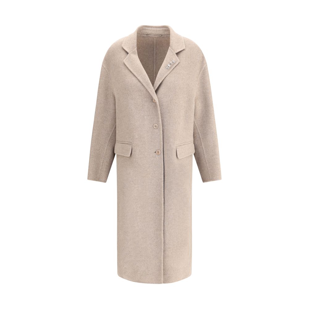 

Бежевое шерстяное пальто Ermanno Scervino, бежевый