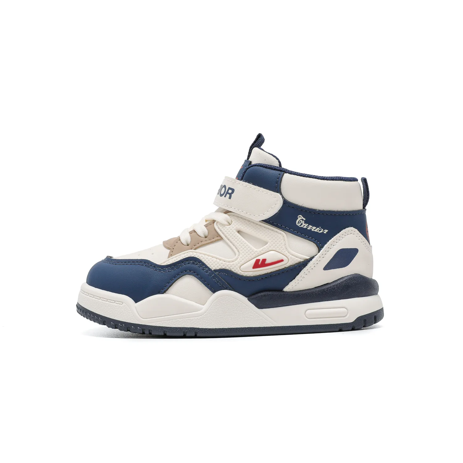 Детские скейтерские кроссовки mid-top из искусственной кожи с противоскользящей подошвой и амортизацией WARRIOR, синий/желтый/зеленый — фото 3