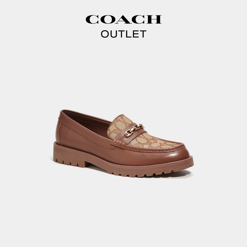 

COACH мужские классические лоферы с логотипом BROOKS, хаки/темно-коричневый седло