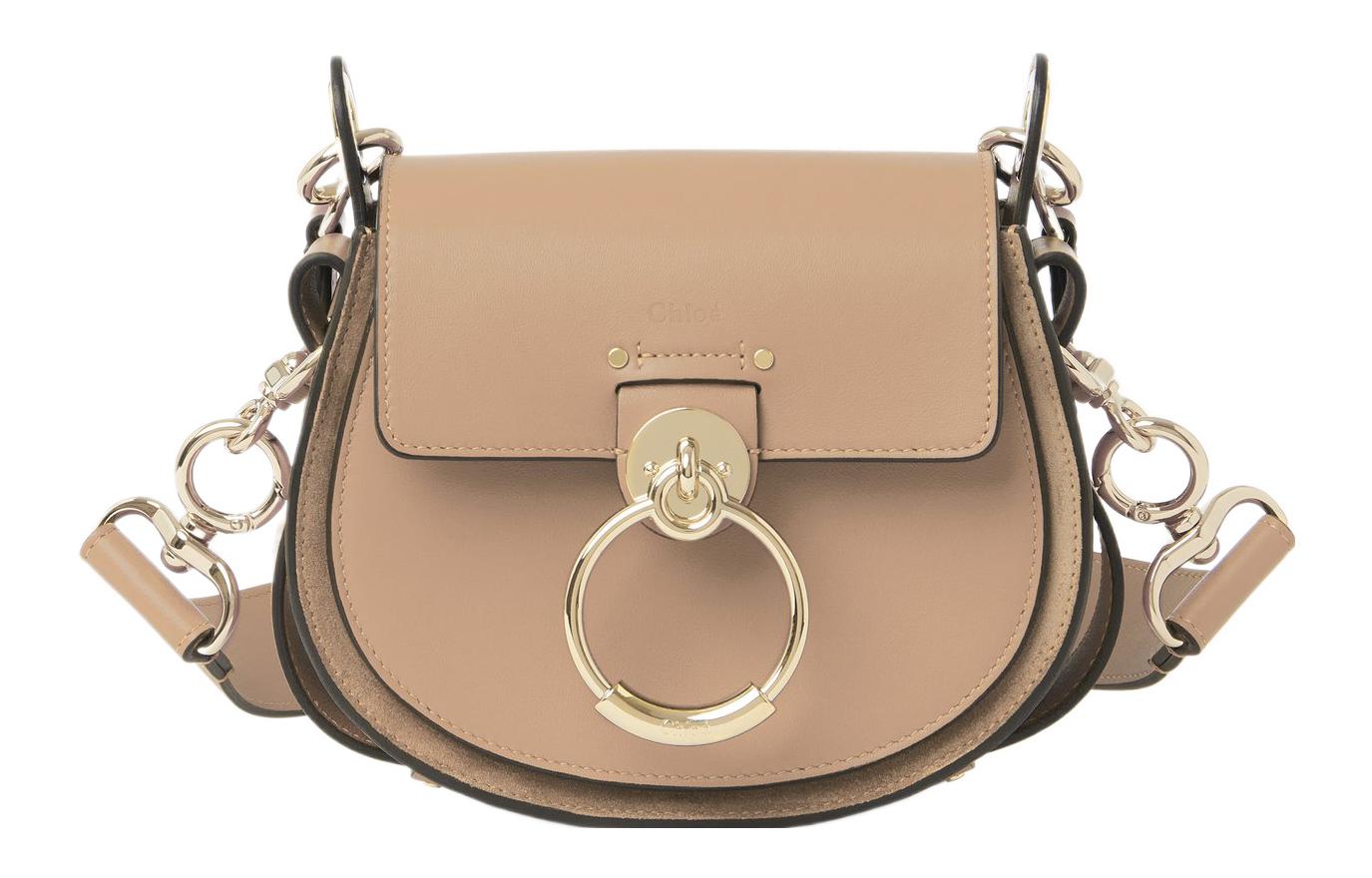 

Chloé Сумка Chloe Tess Bright And Suede из телячьей кожи, сумка через плечо, женская сумка Trumpets, светло-коричневая