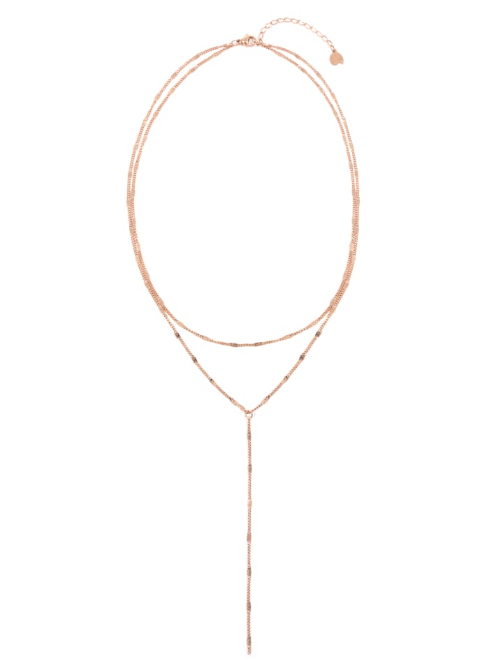

Hey Happiness Позолоченное колье, Y-образное колье из нержавеющей стали, двойной ряд розового золота