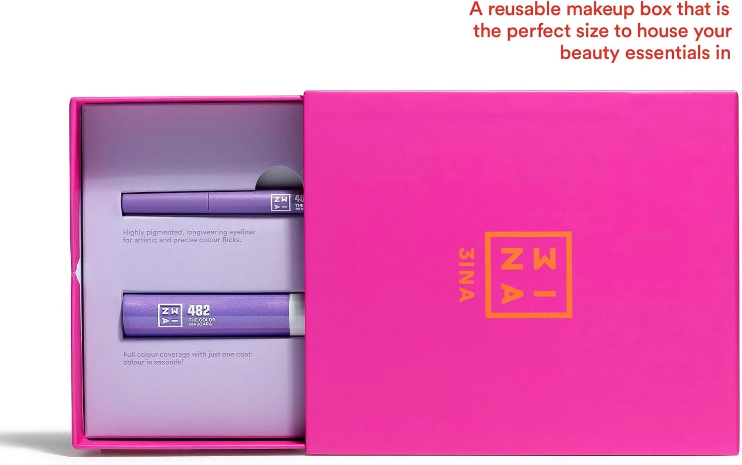 Набор для макияжа Perfect Purple Set 3INA: подводка 482 и тушь 482 фиолетовые — фото 3