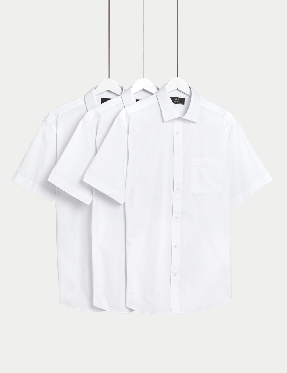 

3 пары рубашек Regular Fit Easy Iron с коротким рукавом Marks & Spencer, белый