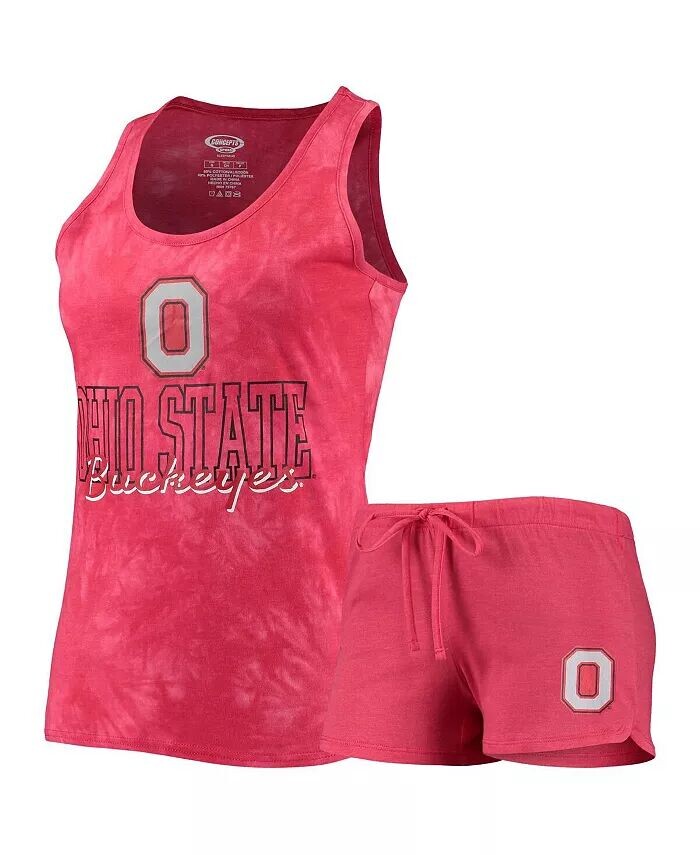 

Женский комплект из майки и шорт Scarlet Ohio State Buckeyes Billboard Tie Dye Concepts Sport