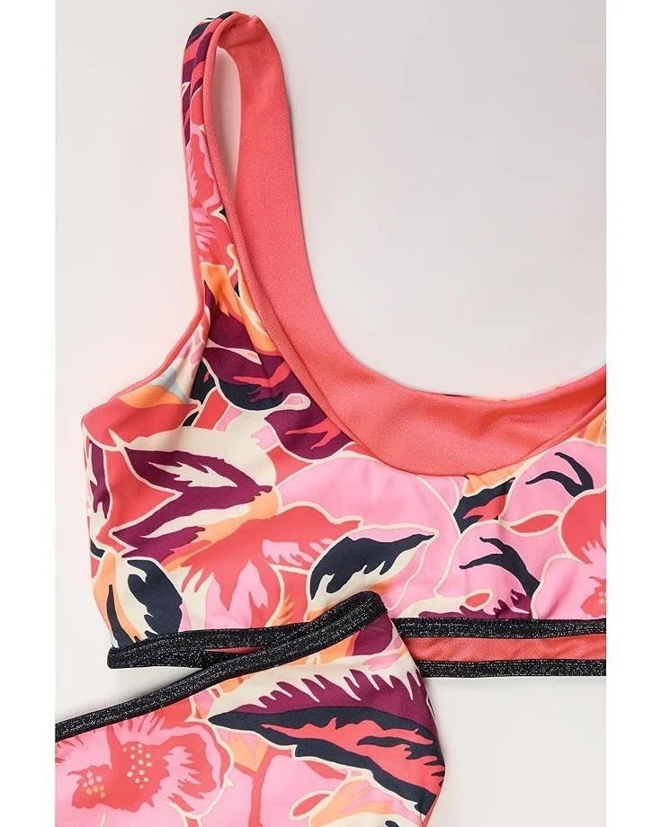 Детский купальник Maaji Retro Swim Set вишневого цвета с эластичным вырезом-лодочкой, пляжный стиль RED366 — фото 2