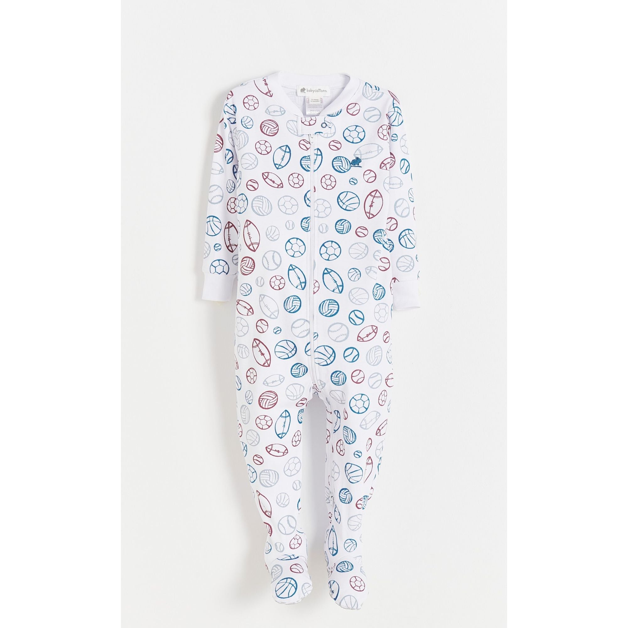 

Уютная и комфортная пижама на молнии с закрытыми ступнями Babycottons, full-print