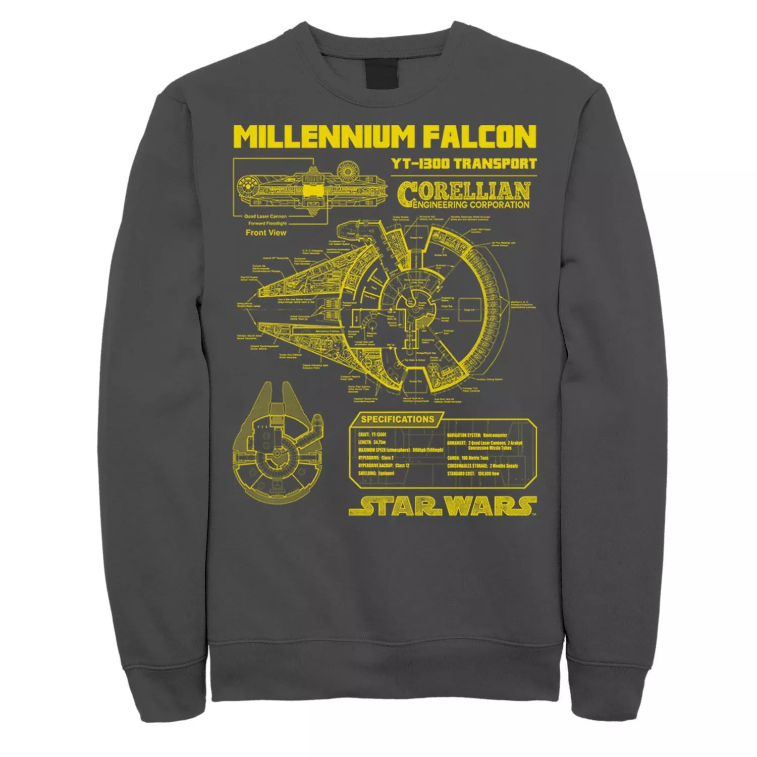 

Мужской свитшот Star Wars Gold Millennium Falcon Schematics Licensed Character