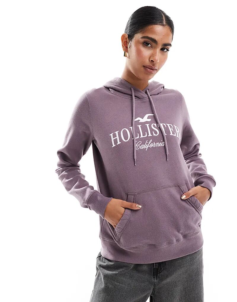 

Толстовка с капюшоном и логотипом светло-коричневого цвета Hollister