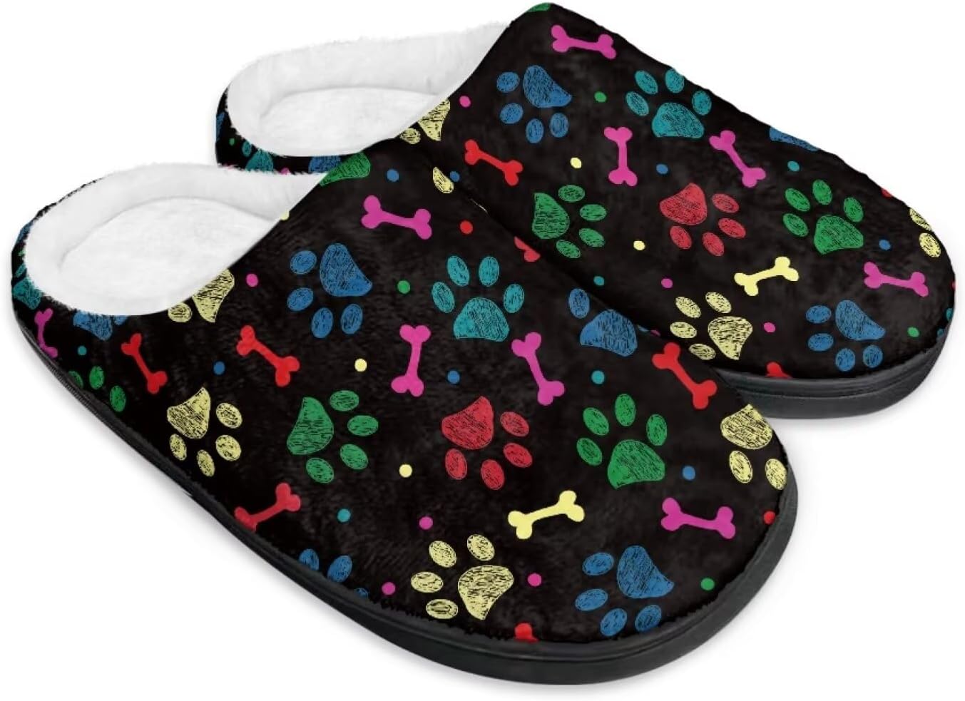 

Зимние пушистые тапочки мужские домашние тапочки животные тапочки для женщин Нескользящие теплые уютные домашние тапочки Chririnla, Colorful Dog Paw